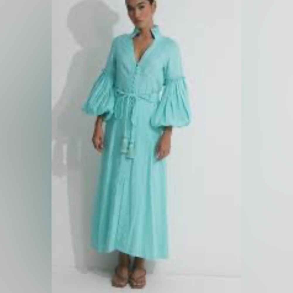 Kleid Elegant Aqua Long Sleeve button down XS Dress NWT